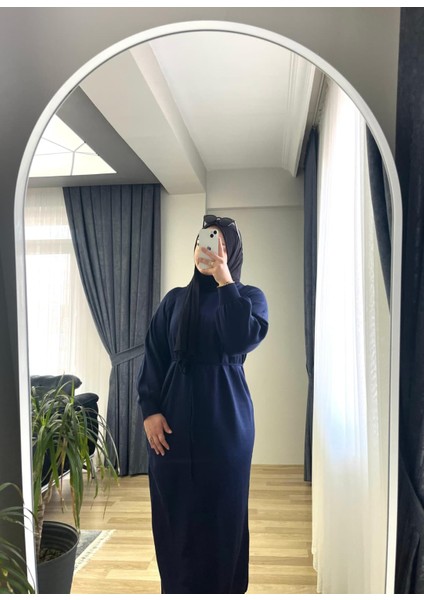 Triko Balon Kol Uzun Elbise Lacivert fiyatları