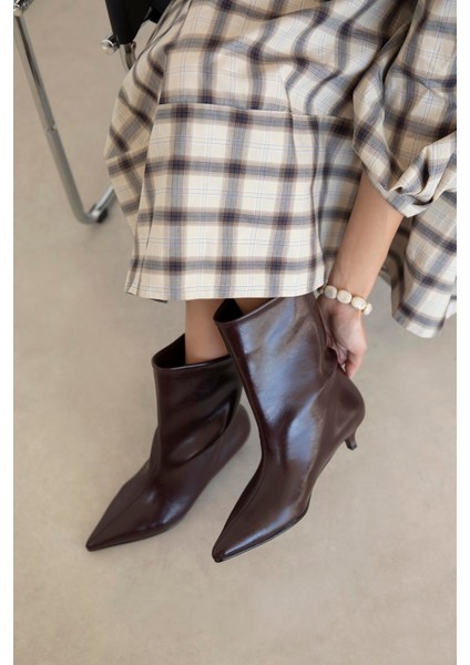 Morley Kadın Pino Ökçe Kırışık Deri Bot Bordo