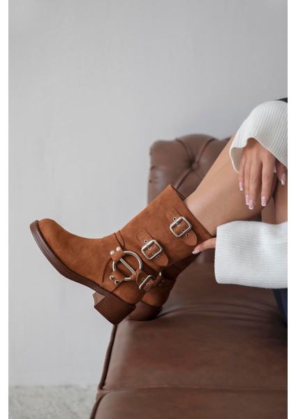 Senya Kadın Aksesuar Detay Süet Bot Taba