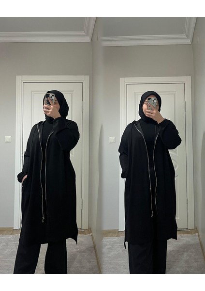 Modal Kumaş Kapşonlu Kap Hırka