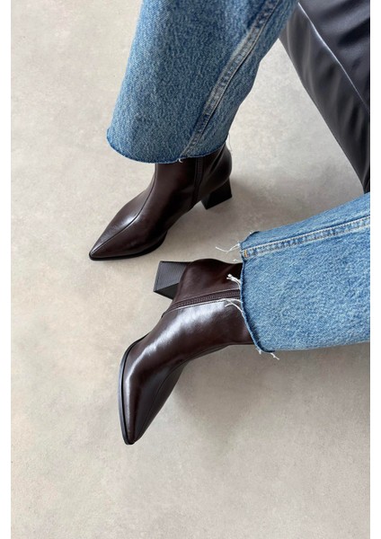 Liston Kadın Topuklu Kırışık Deri Bot Kahve fiyatları