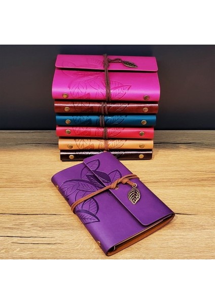 Yaprak Desenli Deri Defter