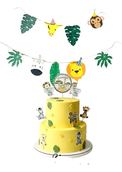Safari Doğum Günü Konsepti - Safari Pasta Süsü - Safari Cupcake Süsü - Saferi Banner
