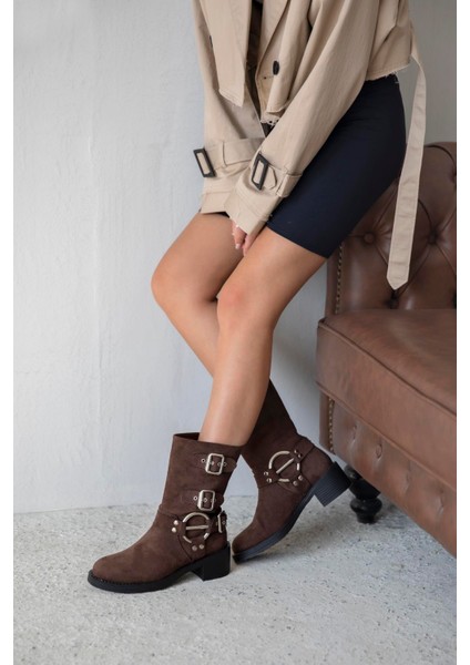 Senya Kadın Aksesuar Detay Süet Bot Kahve