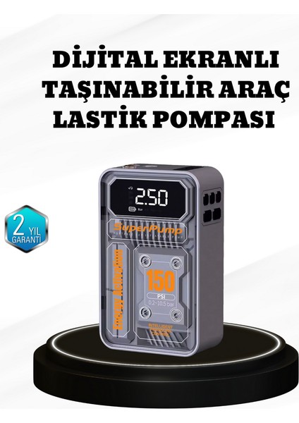 Lvsqvr 150 Psi Kablosuz Şarjlı Hava Pompası – LED Ekranlı ve Otomatik Kapanma Özellikli