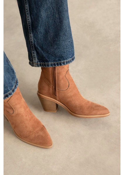 Jose Kadın Süet Topuklu Bot Taba fiyatları