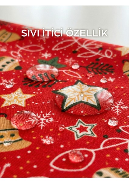Premium Runner Yılbaşı Özel Kırmızı - Yeni Yıl Temalı Kar Tanesi ve Yıldız Desenli Dekoratif Runner fiyatları