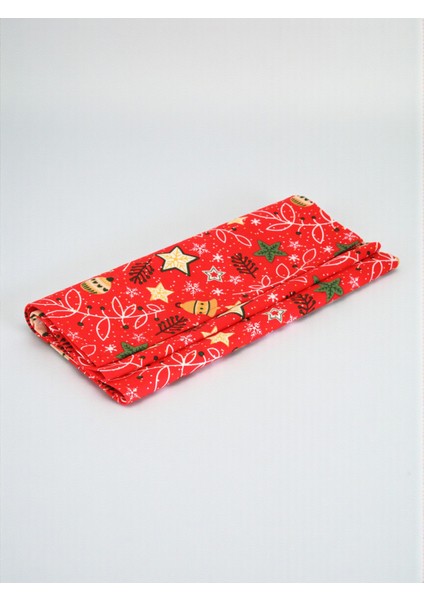 Premium Runner Yılbaşı Özel Kırmızı - Yeni Yıl Temalı Kar Tanesi ve Yıldız Desenli Dekoratif Runner modelleri