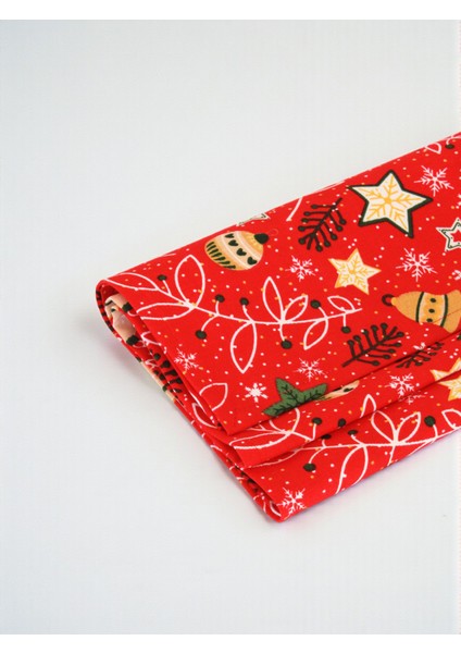 Premium Runner Yılbaşı Özel Kırmızı - Yeni Yıl Temalı Kar Tanesi ve Yıldız Desenli Dekoratif Runner fırsatları