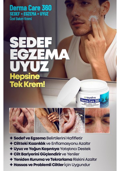 Derma Care 360 - Sedef, Egzema ve Atopik Dermatit Ciltler Için Özel Onarıcı Bakım Kremi