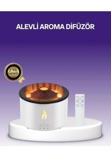 Lvsqvr 3D Alev Efektli Hava Nemlendirici – Uzaktan Kumandalı ve 8 Saat Çalışma Süreli