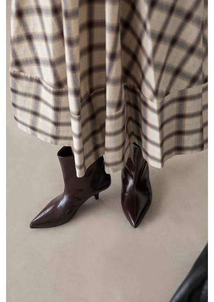 Bella Kadın Pino Ökçe Kırışık Deri Bot Kahve