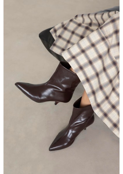 Bella Kadın Pino Ökçe Kırışık Deri Bot Kahve modelleri