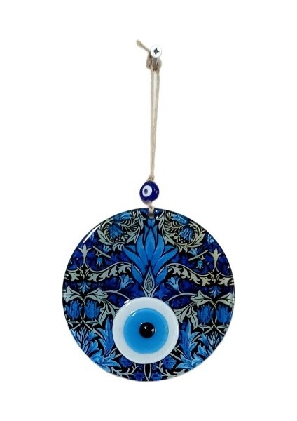 Turkuazın Zarafeti Nazar Boncuklu Füzyon Cam 16 Santimetre Çapında Elegant Duvar Süsü fiyatları