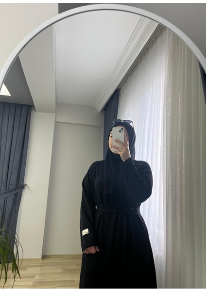 Kuşaklı Tesettür Siyah Elbise fiyatları