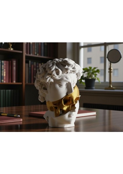 Dekoratif David Büstü Hediyelik Eşya 14 cm | Parlak Silk Detaylı Masa Üstü Biblo modelleri