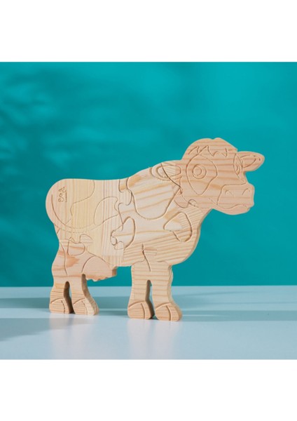 Doğal Ahşap Hayvanlar Serisi Puzzle ve Boyama Seti, Eğlenceli ve Öğretici Hobi Malzemesi