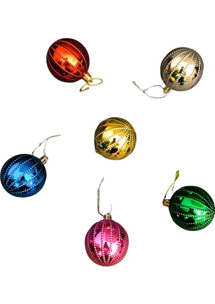 Yılbaşı Çam Ağacı Süsü Renkli Cici Top 6 cm 6'lı Dekor Süsü fiyatları