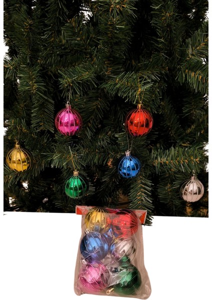 Yılbaşı Çam Ağacı Süsü Renkli Cici Top 6 cm 6'lı Dekor Süsü modelleri