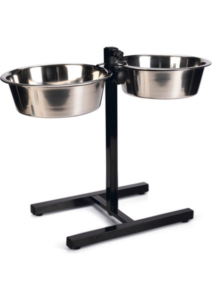 Lvsqvr Beeztees Köpek Ikili Mama Su Kabı, Ayaklı, Paslamaz Çelik, 28CM, 2x4,5l