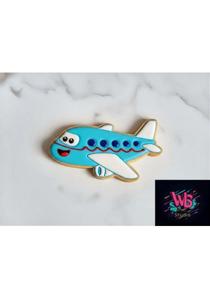 Sevimli Gülümseyen Uçak Kurabiye Kalıbı ve Şeker Hamuru Şekillendirici