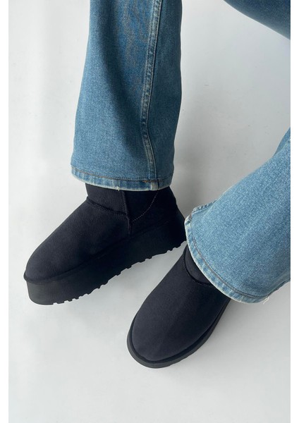 Novi Kadın Içi Tüylü Kalın Taban Süet Yarım Bot Siyah fiyatları