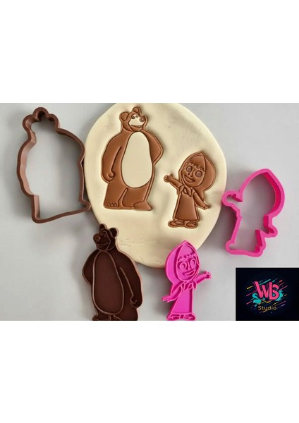 Koca Ayı ve Masha Kurabiye Kalıbı ve Şeker Hamuru Şekillendirici