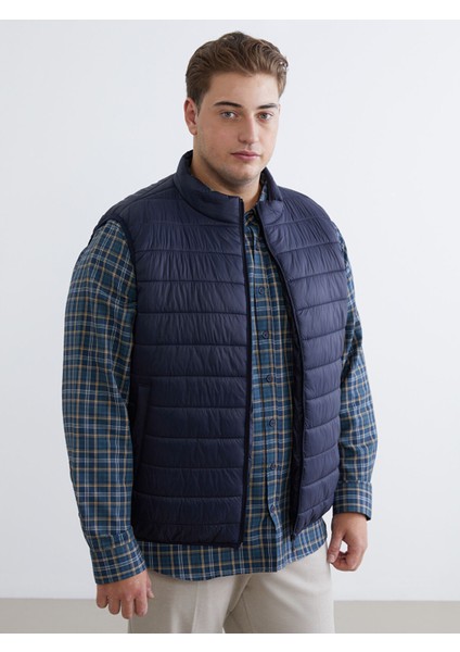 Yeni Sezon Büyük Beden Standart Kalıp Dik Yaka Erkek Şişme Yelek