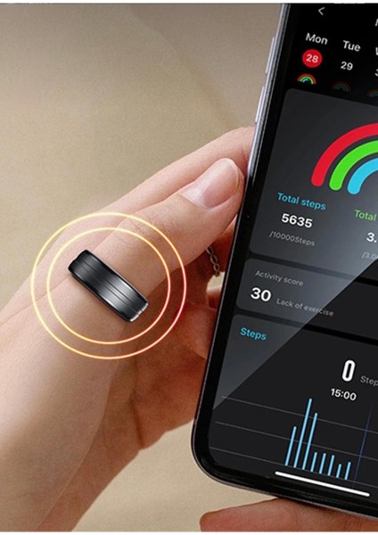 IO32 Akıllı Yüzük 50 Metre Su Geçirmez Sağlık, Egzersiz Takip Özellikli Bt Akıllı Yüzük 12 Size modelleri