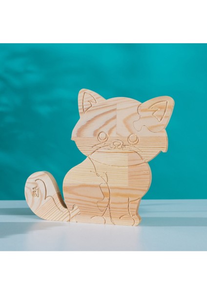 Doğal Ahşap Puzzle Kedi Serisi Boyama ve Hobi Seti, Eğlenceli ve Yaratıcı Aktivite
