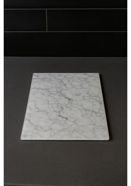 Cam Kesme Tahtası Büyük Boy 38X28 – Mermer Desen, Kaymaz Silikon Ayaklı fırsatları