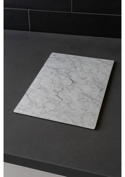 Cam Kesme Tahtası Büyük Boy 38X28 – Mermer Desen, Kaymaz Silikon Ayaklı indirimleri