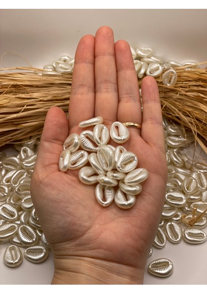 72 Adet Ekru Deniz Kabuğu Sedefli Plastik Akrilik Boncuk 50 Gram fiyatları
