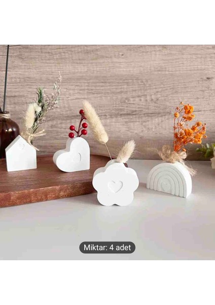 Gökkuşağı, Ev, Çiçek,kalp 4 Adet Vazo, Dekoratif Ev Masa Aksesuarı, Hediyelik Dekoratif Ürünler, Yeni Yil, Yeni Ev, Yeni Is Hediyesi,anneler Günü Doğum Gunu Hediye