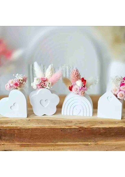 Gökkuşağı, Ev, Çiçek,kalp 4 Adet Vazo, Dekoratif Ev Masa Aksesuarı, Hediyelik Dekoratif Ürünler, Yeni Yil, Yeni Ev, Yeni Is Hediyesi,anneler Günü Doğum Gunu Hediye modelleri