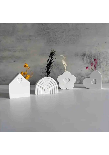 Gökkuşağı, Ev, Çiçek,kalp 4 Adet Vazo, Dekoratif Ev Masa Aksesuarı, Hediyelik Dekoratif Ürünler, Yeni Yil, Yeni Ev, Yeni Is Hediyesi,anneler Günü Doğum Gunu Hediye fırsatları