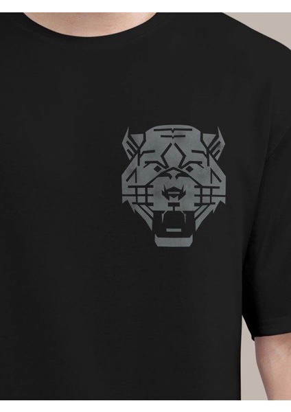 Erkek Baskılı Oversize T-Shirt - Siyah