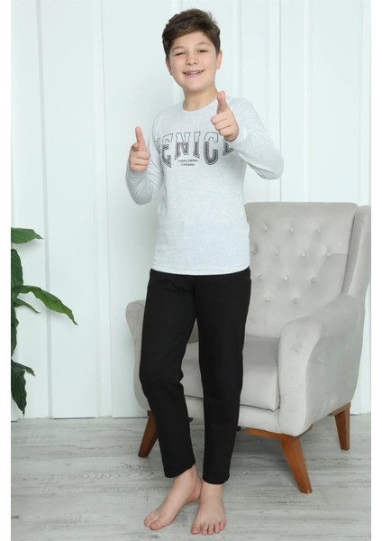 Erkek Çocuk Penye Pijama Takım Gri