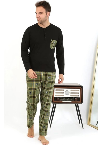 Erkek Uzun Kol Penye Siyah Pijama Takımı fırsatları