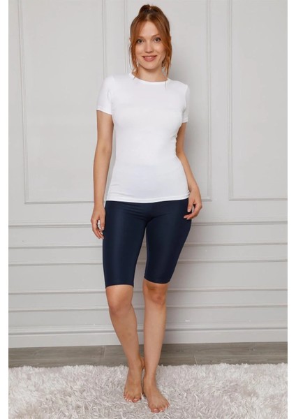 Microfiber Diz Üstü Tayt Lacivert