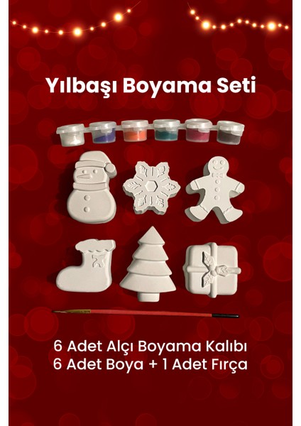 Boyama Seti, Alçı Kalıp, Yılbaşı, Ağaç, Kardan Adam, Kar, Kurabiye, Çorap