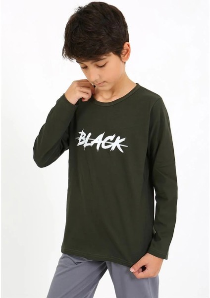 Erkek Çocuk Uzun Kol Penye Pijama Takım Haki fırsatları