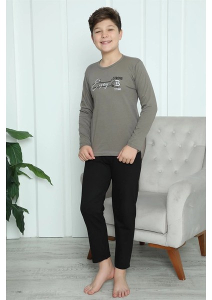 Erkek Çocuk Penye Pijama Takım Vizon