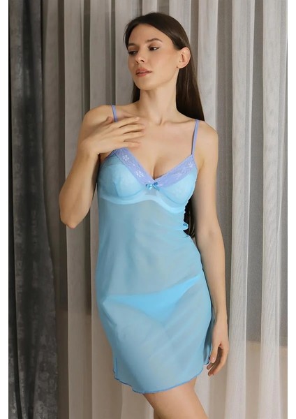 Kadın Fantezi Tül Gecelik Mavi fiyatları