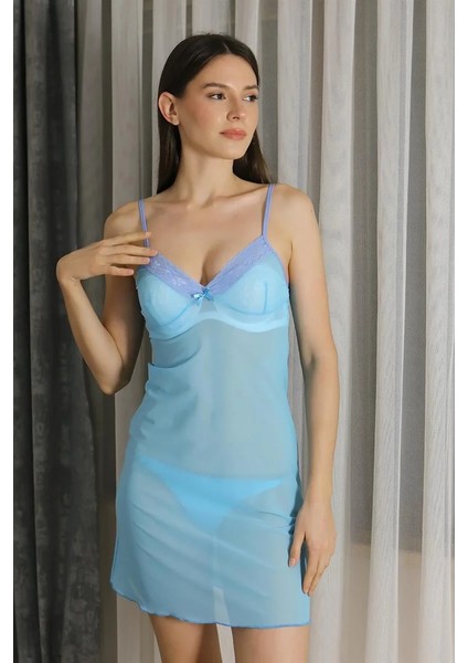 Kadın Fantezi Tül Gecelik Mavi fırsatları