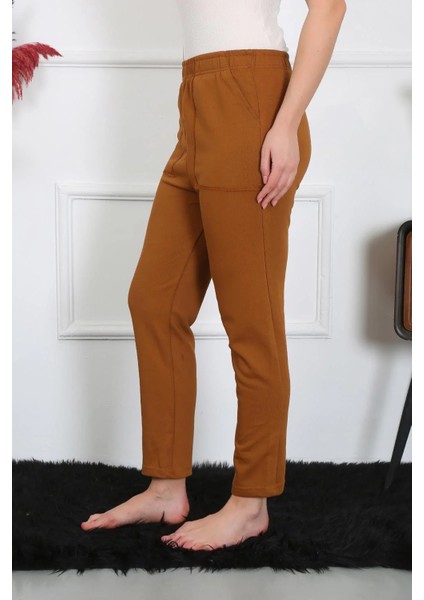 Kadın Pamuk Cepli 3 Iplik Alt Eşofman Kahve modelleri