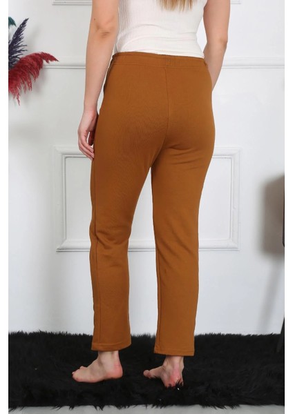 Kadın Pamuk Cepli 3 Iplik Alt Eşofman Kahve fırsatları