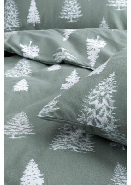 Cotton Collection Kışlık Pazen Çift Kişilik Nevresim Seti Evergreen fiyatları