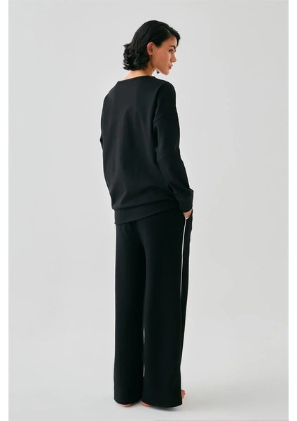Kadın Siyah Akrep Burcu Oversize 2 Iplik Eşofman Ev Giyim Takımı indirimleri