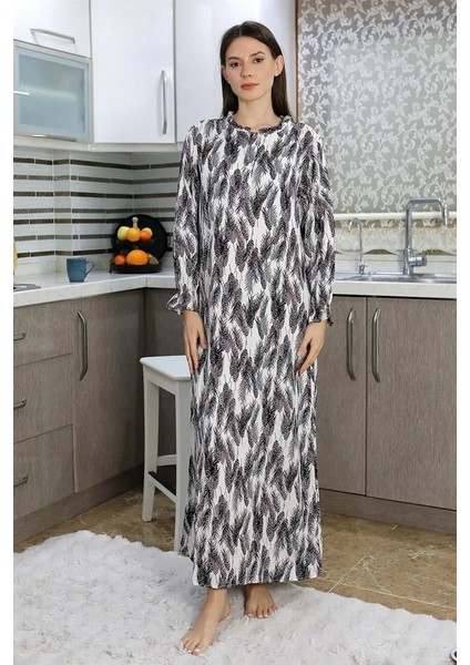 Kadın Uzun Kol Penye Gecelik Ev Elbisesi Mor fırsatları